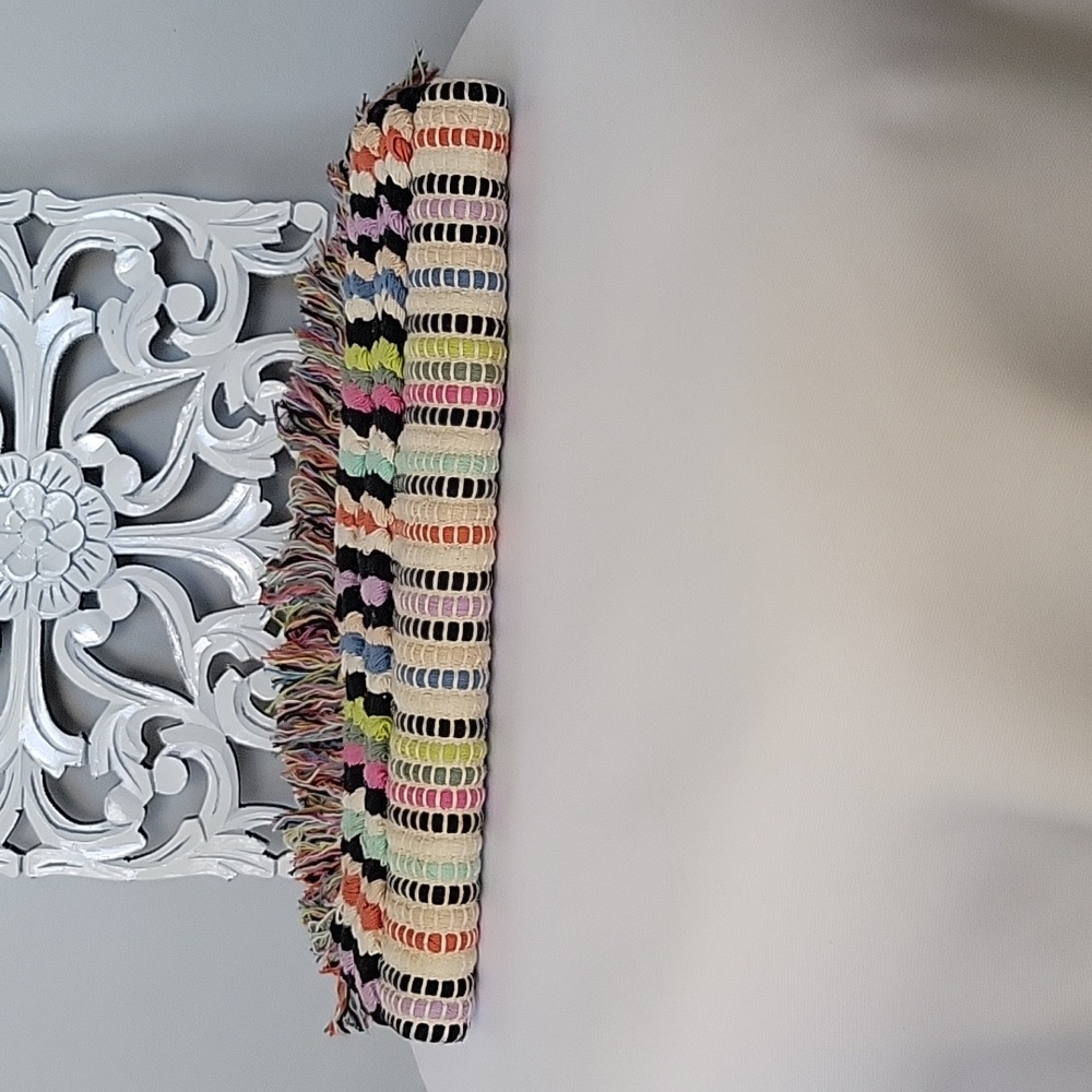 Stella & Dot Taj Bohemian Multicolored Striped Fringe Clutch - Picture 5 of 14
